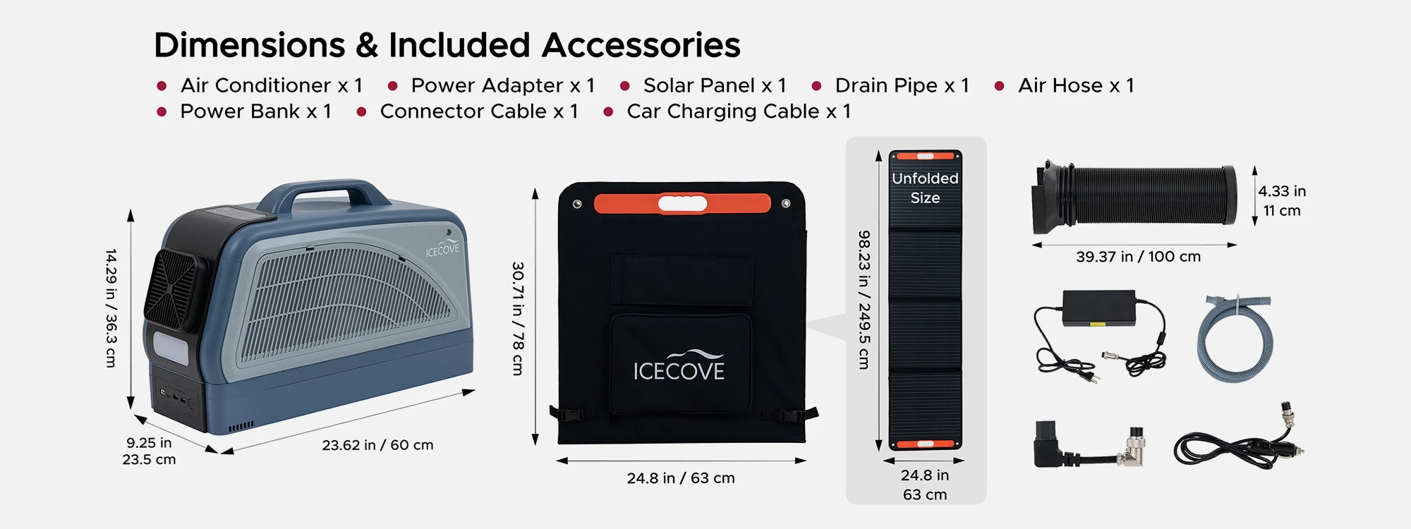 SUNJOY IceCove Portable Air Conditioner with Power Bank and Solar Panel for Outdoor Tents and Indoors - Blue