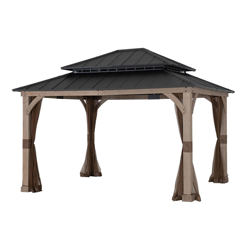 SUNJOY Brown Replacement Mosquito Netting For Broyhill San Marino Hard Top Wood Gazebo (10X12 Ft) A102013190.