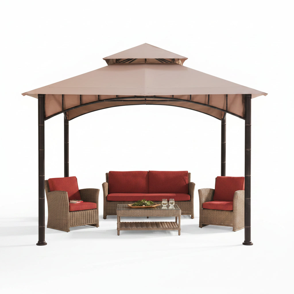 Sunjoy Khaki Replacement Canopy For Summer Breeze Soft Top Gazebo (10X10 Ft) D-GZ136PST-N.