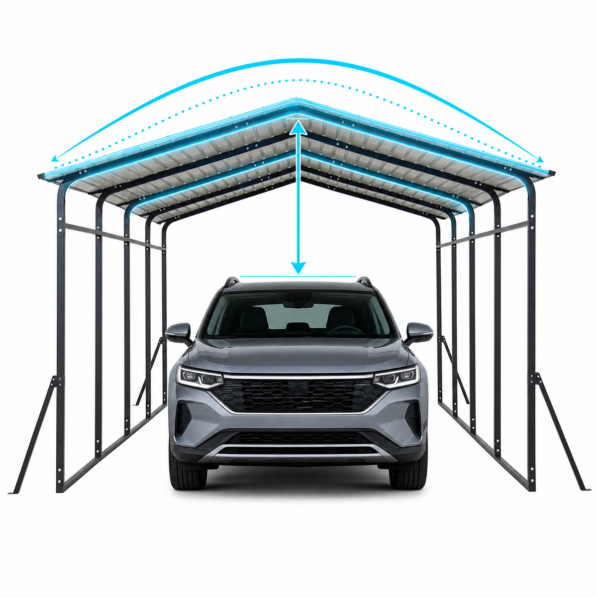 Armored Heavy-Duty Steel Carport 12' × 20', with Gambrel Metal Roof