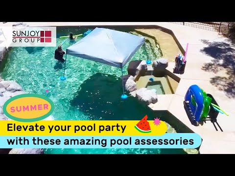 SUNJOY Rust-proof Wicker Pool Float Storage Rack for Floaties