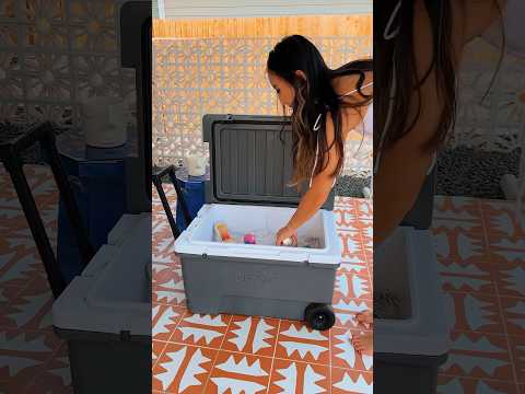 SUNJOY 60-quart Insulated Beach Ice Chest Cooler with Solar Panel, Wheels, and Handles for Camping