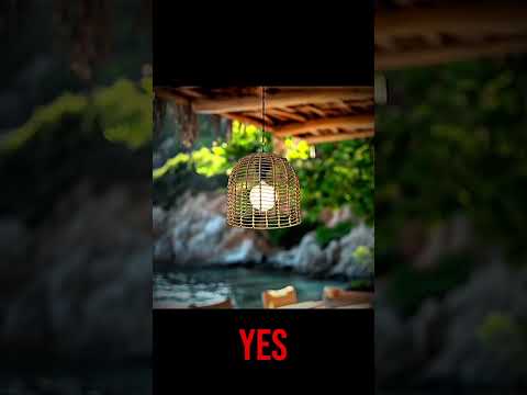 SUNJOY Outdoor Chandelier Wicker Hanging Light Fixture with Remote Control