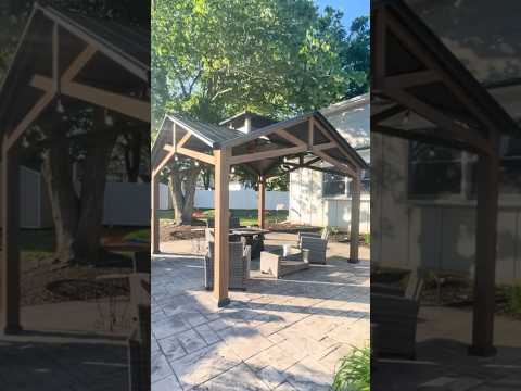 SUNJOY 12.5x12.5 Wooden Frame Hardtop Gazebo with Ceiling Hook