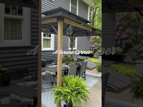 SUNJOY 8x12 Black Wood Grill Gazebo with Solar Power and Shelves