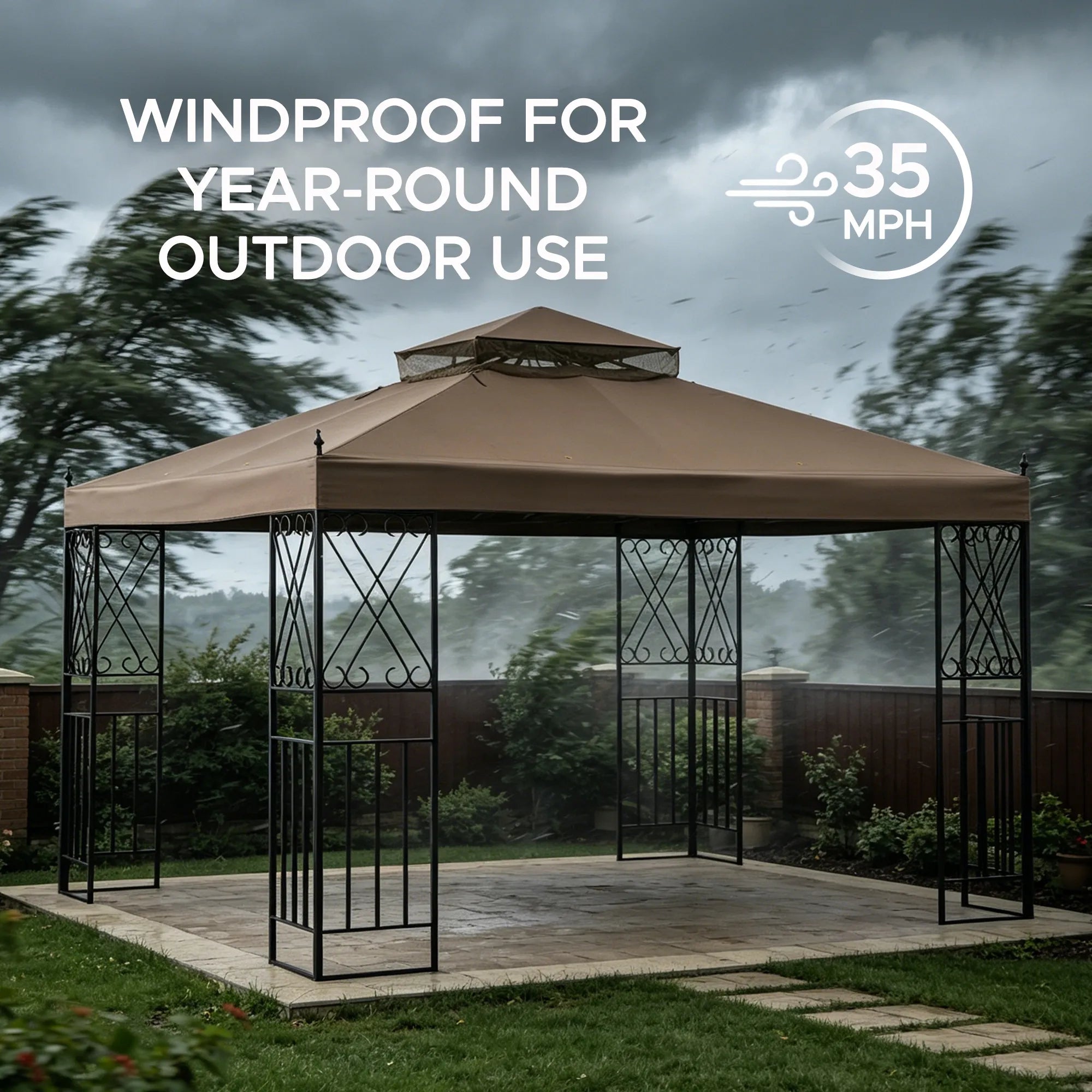 SUNJOY 10x12 Steel Frame 2-Tier Soft Top Gazebo with Ceiling Hook