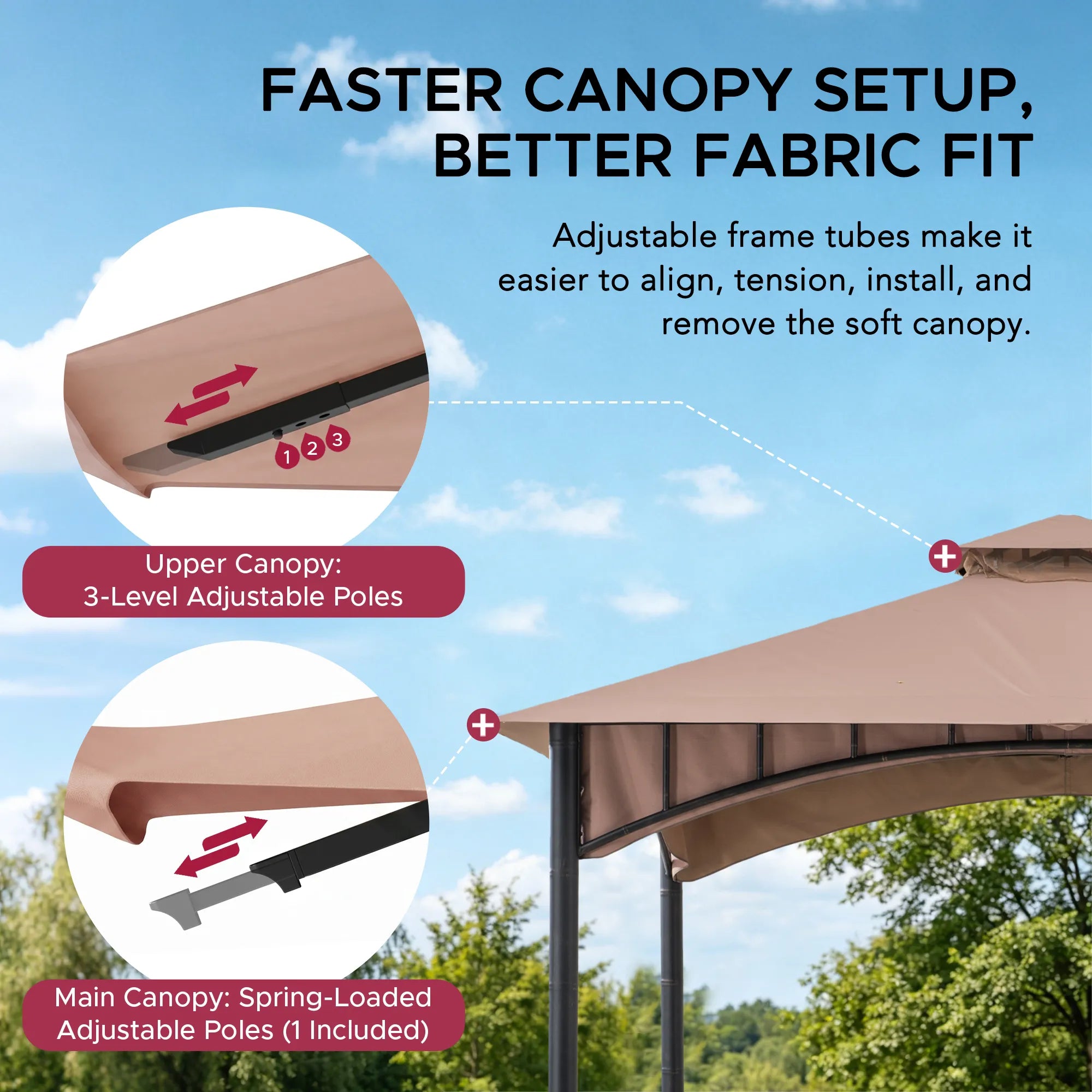 SUNJOY 11x11 Canopy Gazebo with Bamboo Look Steel Frame