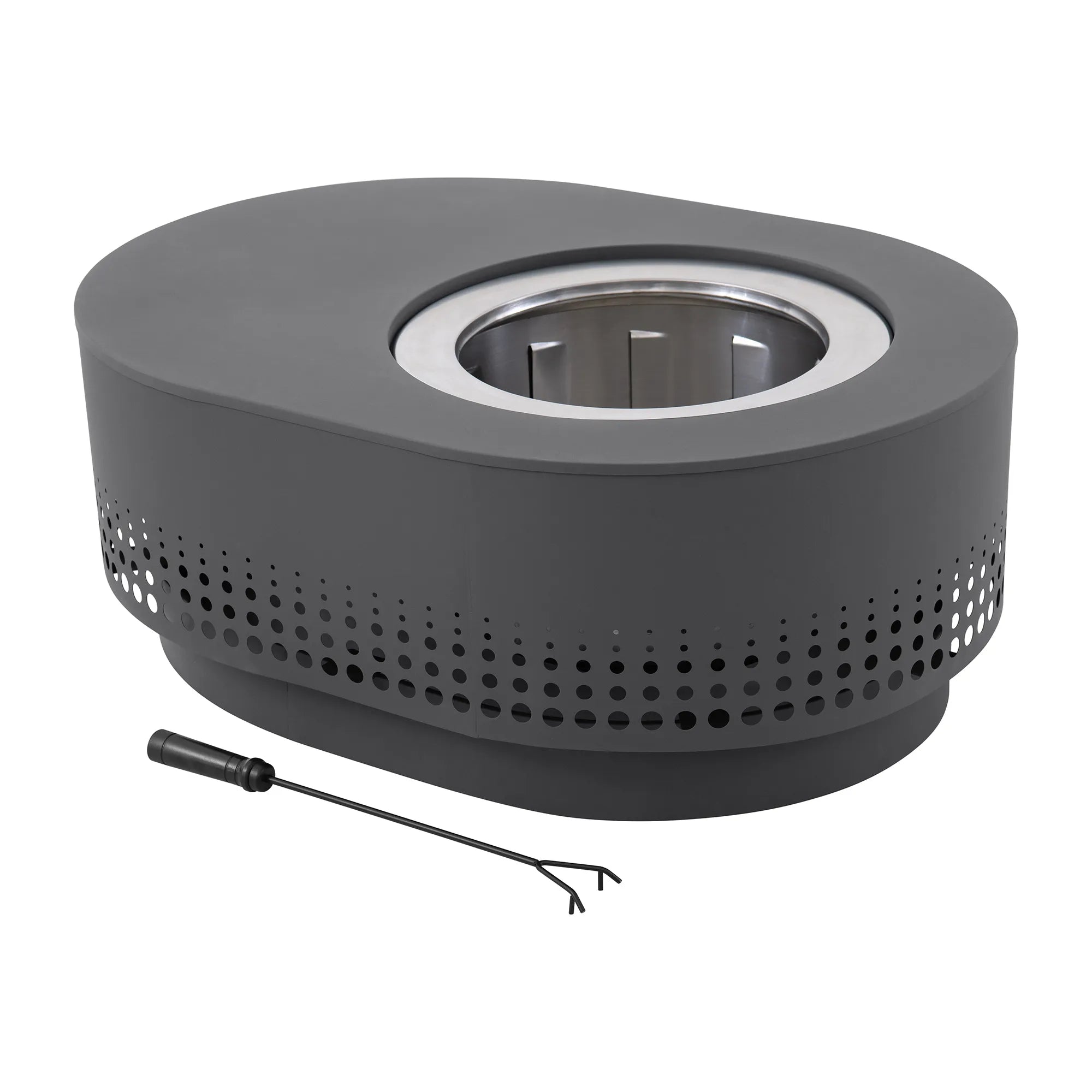 SUNJOY Stainless Steel Smokeless Fire Pit with PVC Cover & Fire Poker