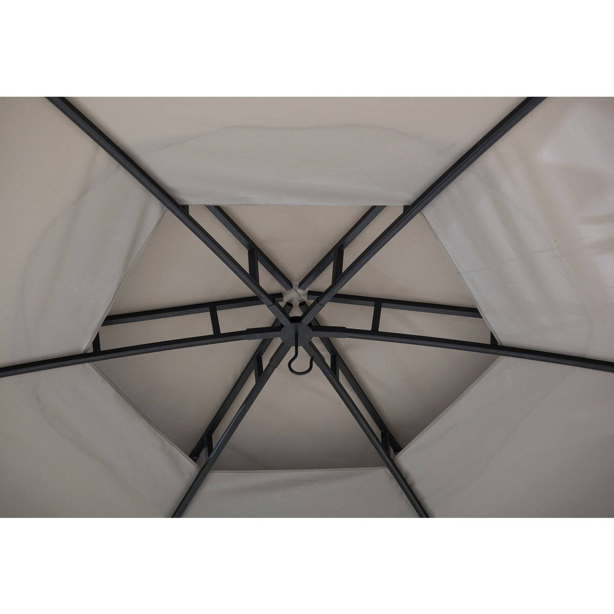 SUNJOY 15x15 Hexagon Soft Top Gazebo with Netting and Bar Shelf.