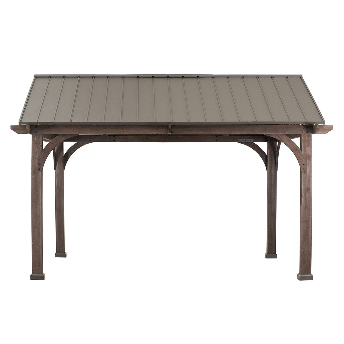 SUNJOY 12x14 Brown Wooden Frame Gable Roof Gazebo.