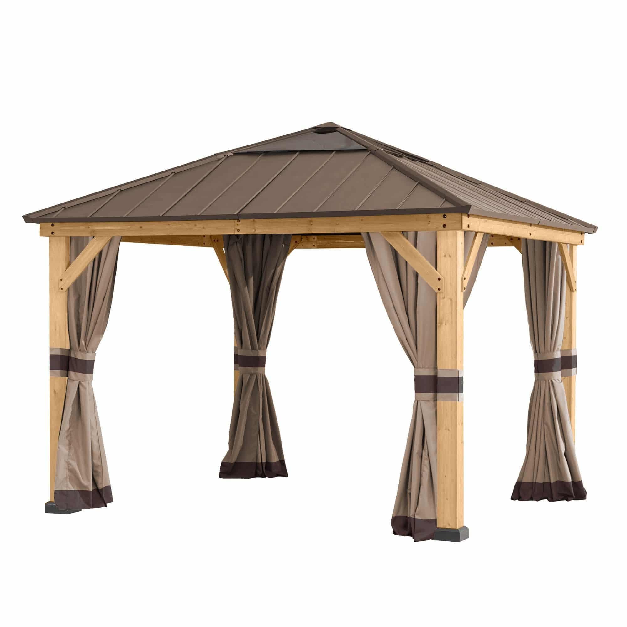 SUNJOY Replacement Curtains for 11 ft. Γ11 ft. Wood-Framed Gazebos.