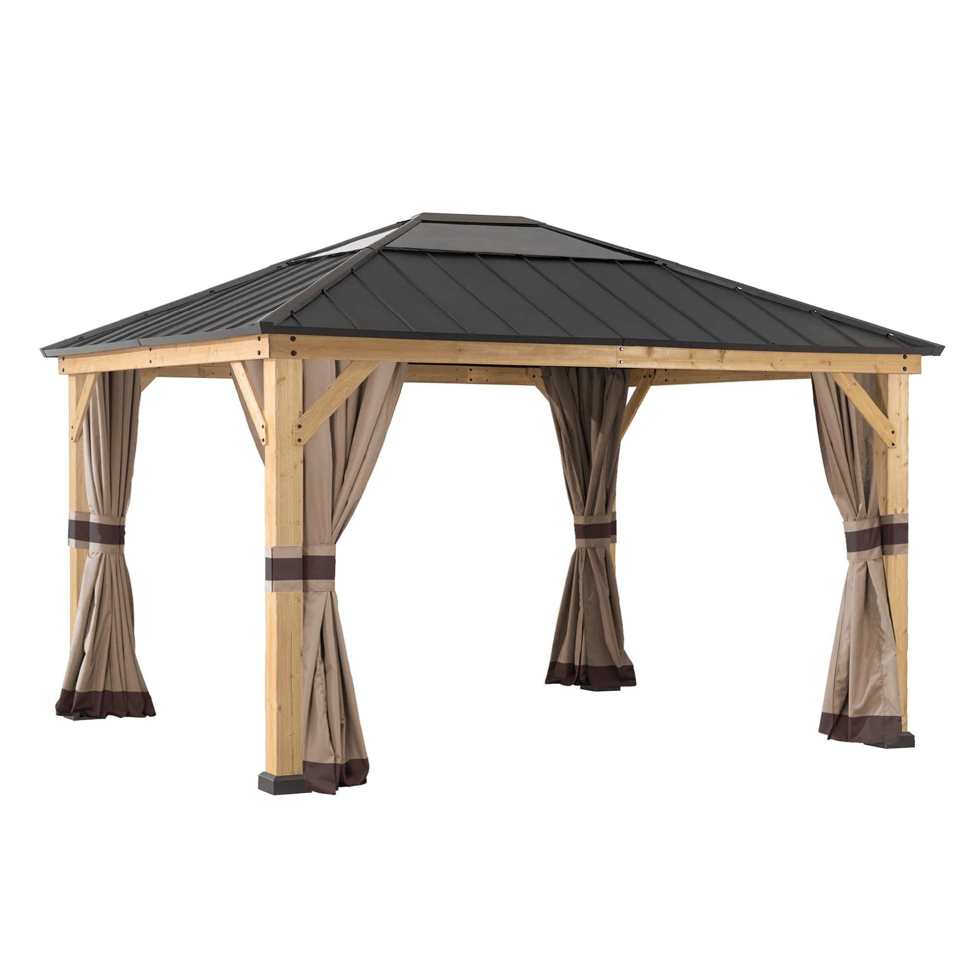 SUNJOY Replacement Curtains for 13 ft. Γ 15 ft. Wood-Framed Gazebos.