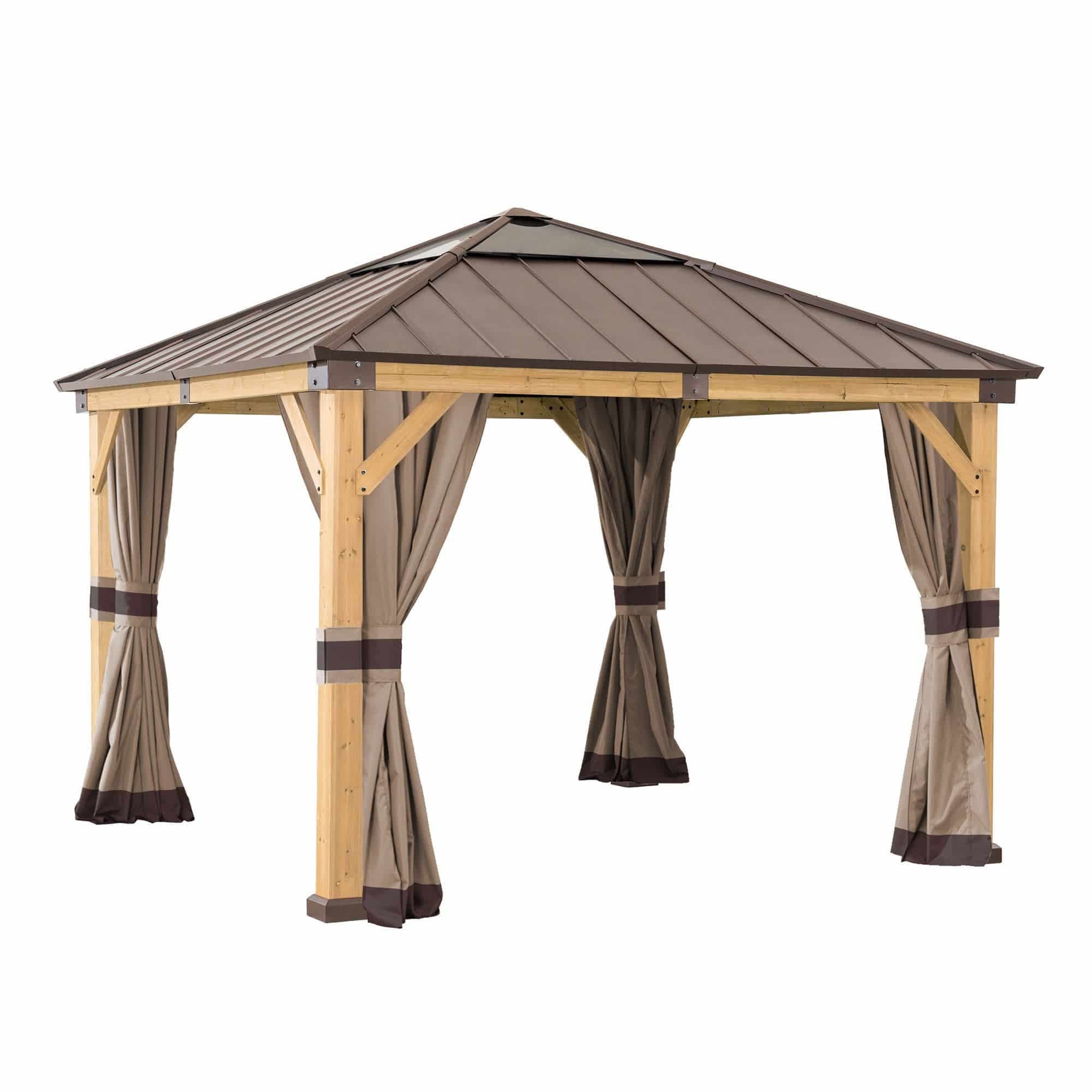 SUNJOY Replacement Curtains for 9 ft. Γ 9 ft. Wood-Framed Gazebos.