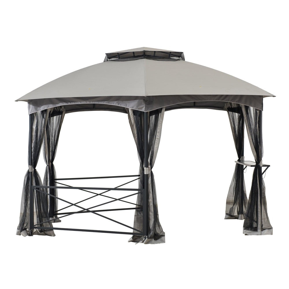 SUNJOY Light Grey+Dark Grey Replacement Mosquito Netting For Hexagonal Gazebo (15X15 Ft) A101011200 Sold At SunNest.