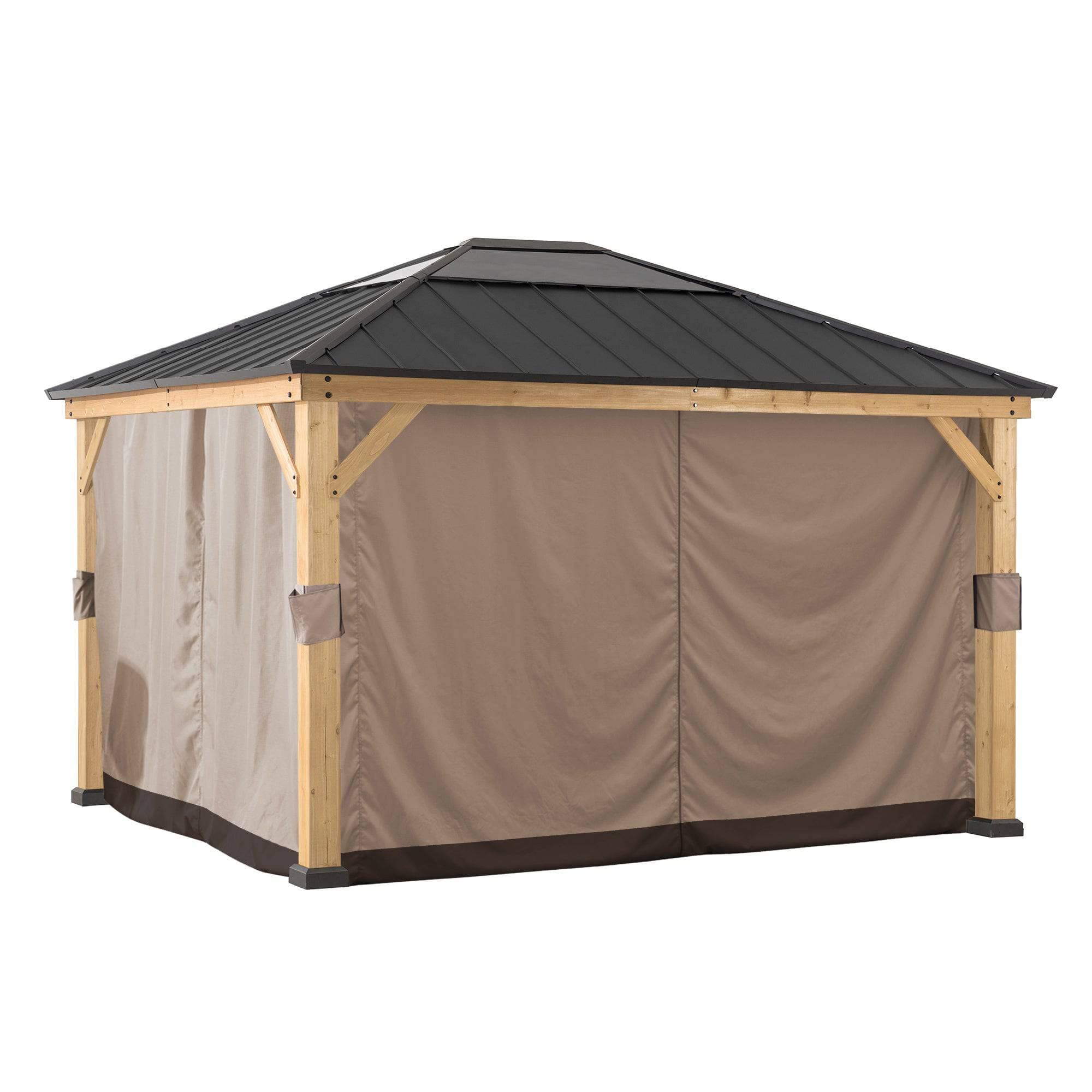 SUNJOY Replacement Curtains and Mosquito Netting for 11 ft. Γ13 ft. Wood-Framed Gazebos.