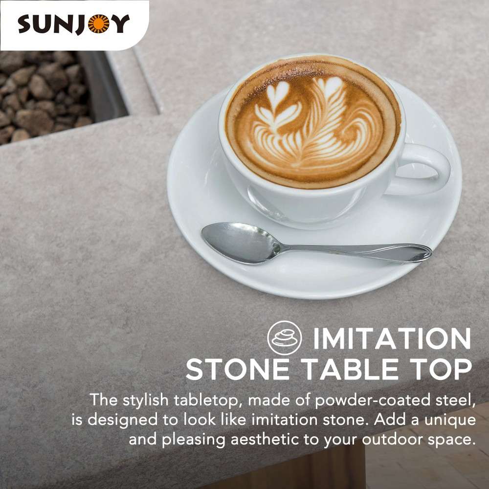 SUNJOY 38 Inch Outdoor Patio Propane Firepit Table with Lava Rocks.
