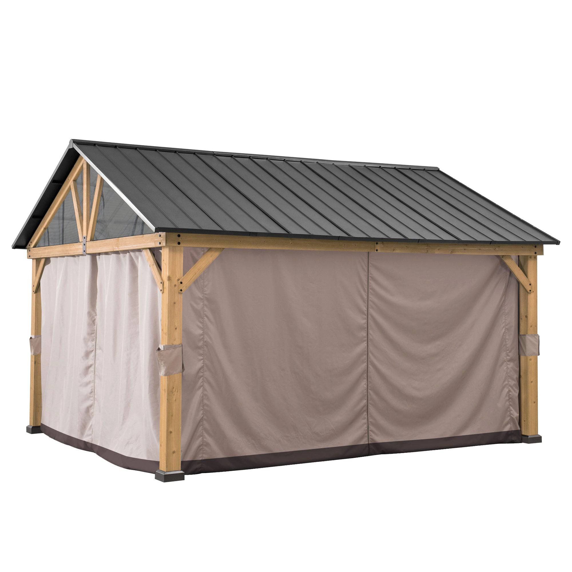 SUNJOY Replacement Curtains and Mosquito Netting for 13 ft. × 15 ft. Wood-Framed Gable Roof Gazebos (W/Netting Tube).