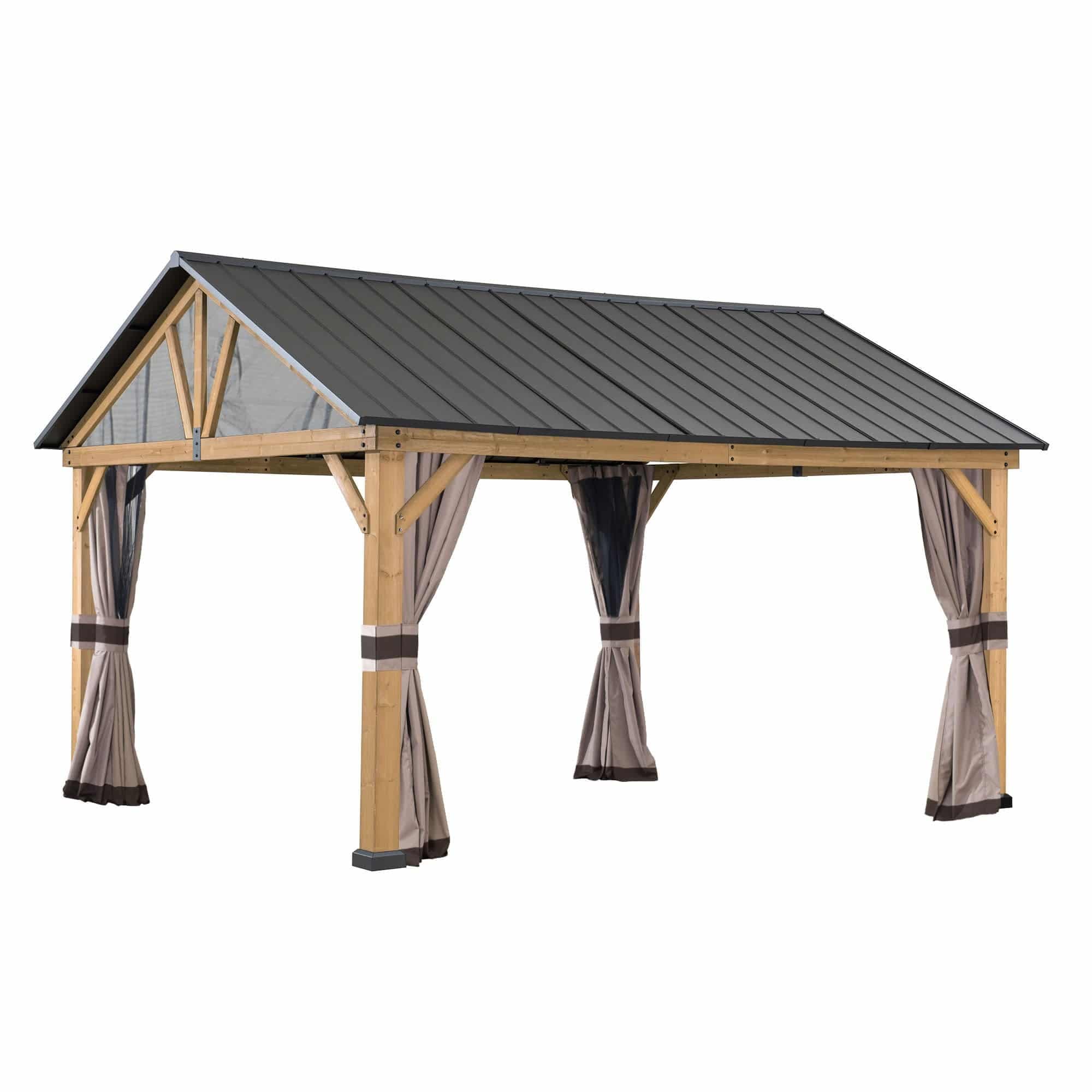 SUNJOY Replacement Curtains and Mosquito Netting for 13 ft. Γ 15 ft. Wood-Framed Gable Roof Gazebos (W/Netting Tube).