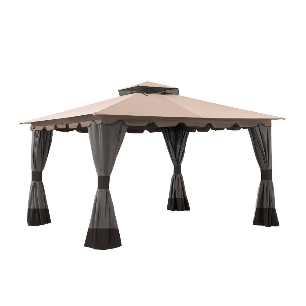 SUNJOY Khaki+Dark Brown Replacement Canopy For Monterey Gazebo (10X12 Ft) L-GZ215PST-4 Sold At Big Lots.