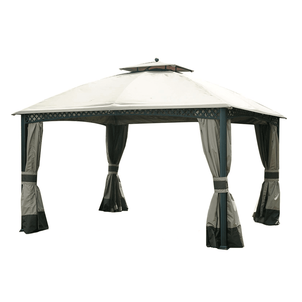 SUNJOY Khaki+Dark Brown Replacement Canopy (Deluxe Version) For Windsor Gazebo (10X12 Ft) L-GZ717PST-C Sold At Big Lots.