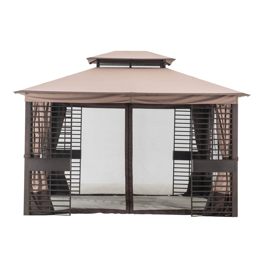 SUNJOY Dark Brown Replacement Mosquito Netting For Gt Soft Top W/ Flwr Boxes Gazebo (11x13 FT) L-GZ882PST-D Sold At Lowe's.
