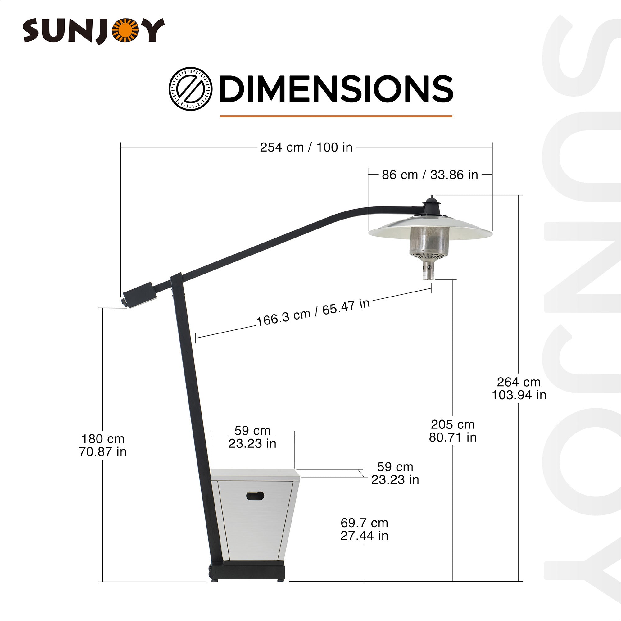 SUNJOY 45,000 BTU Portable Offset Propane Gas Heater with Wheels.