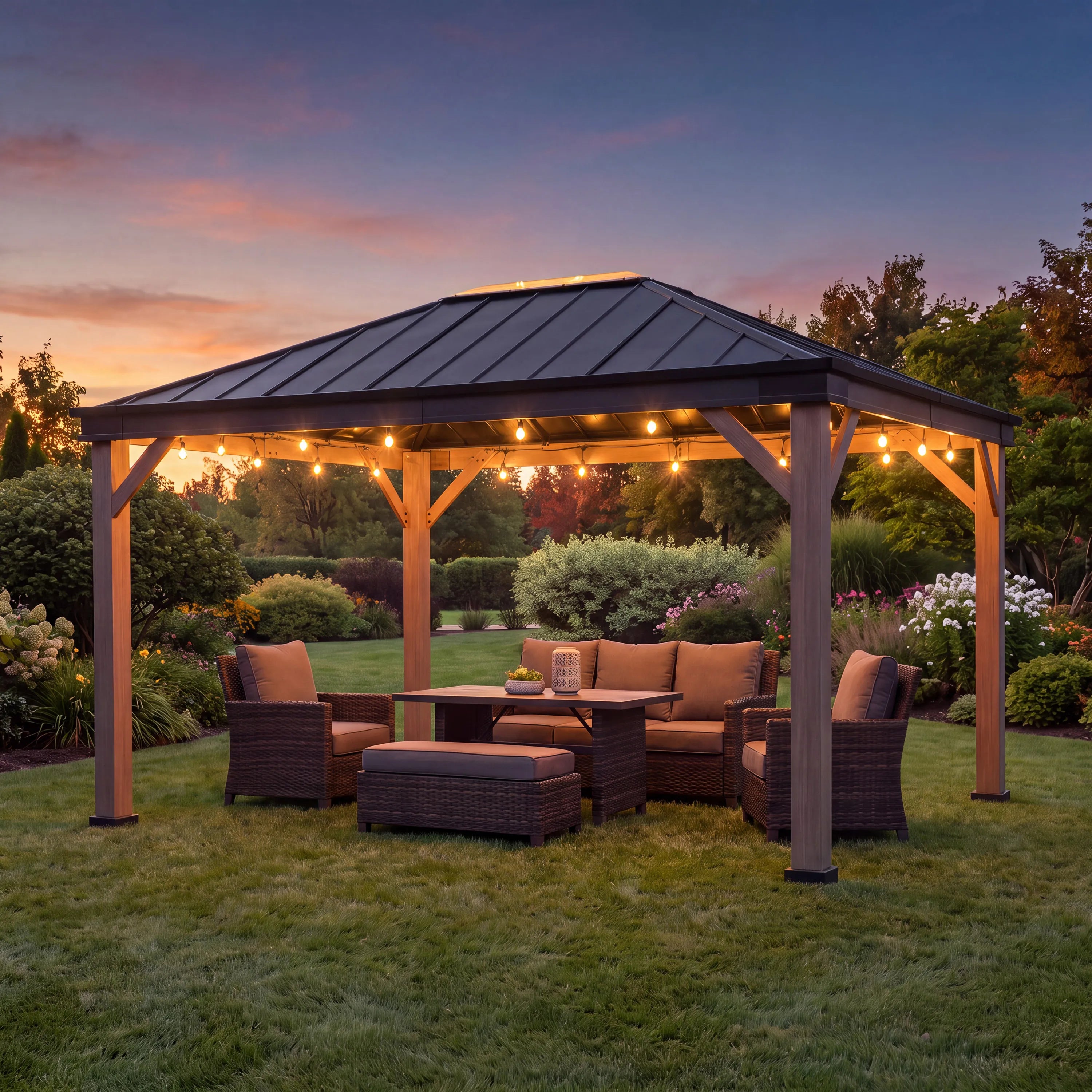 Cedarville Steel Hardtop Gazebo with Skylight, 11x13
