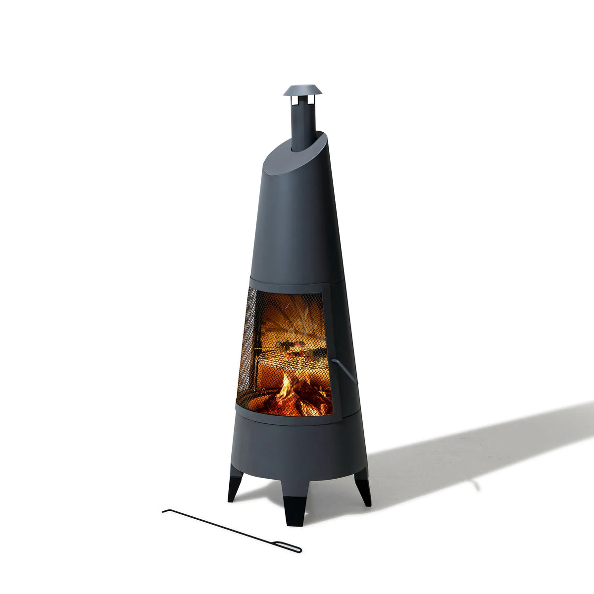 2-in-1 Chiminea Fire Pit & Grill 57" - Gray