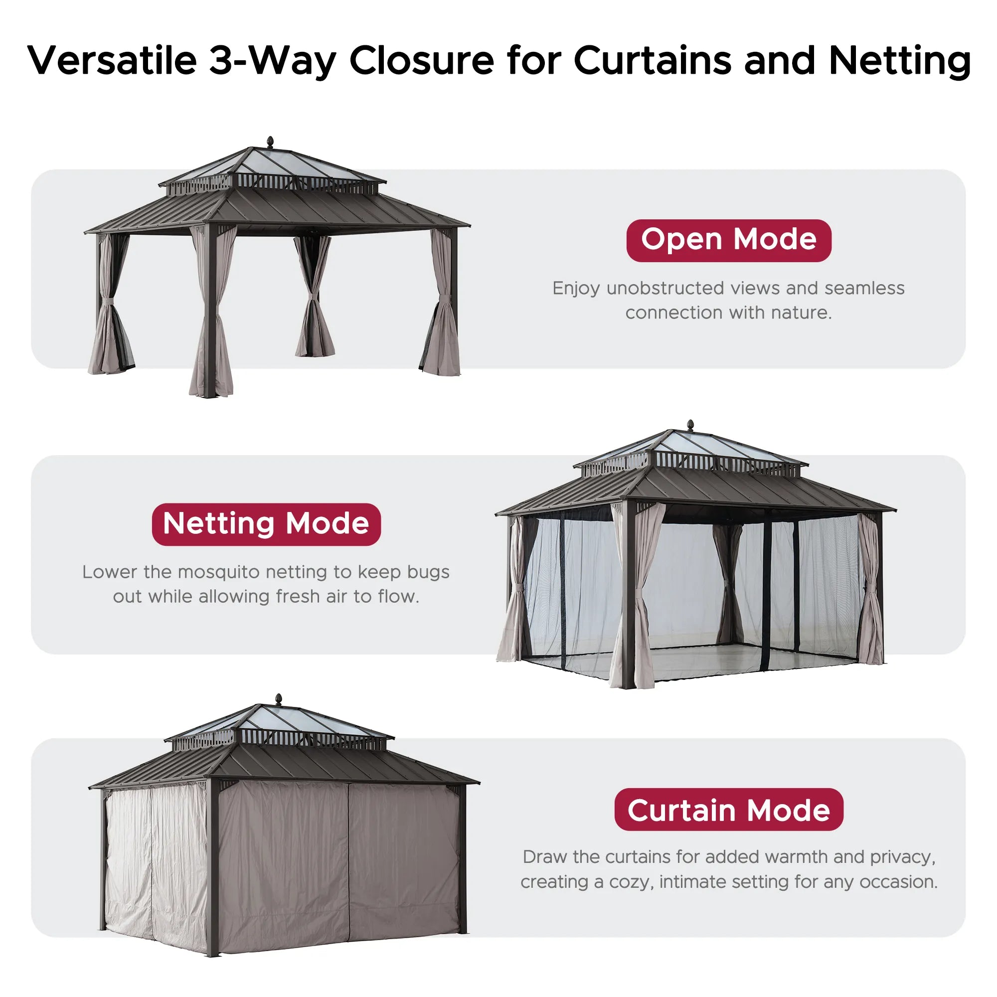 Kingston Horizon PC-Vent Gazebo - Brown, 12x14