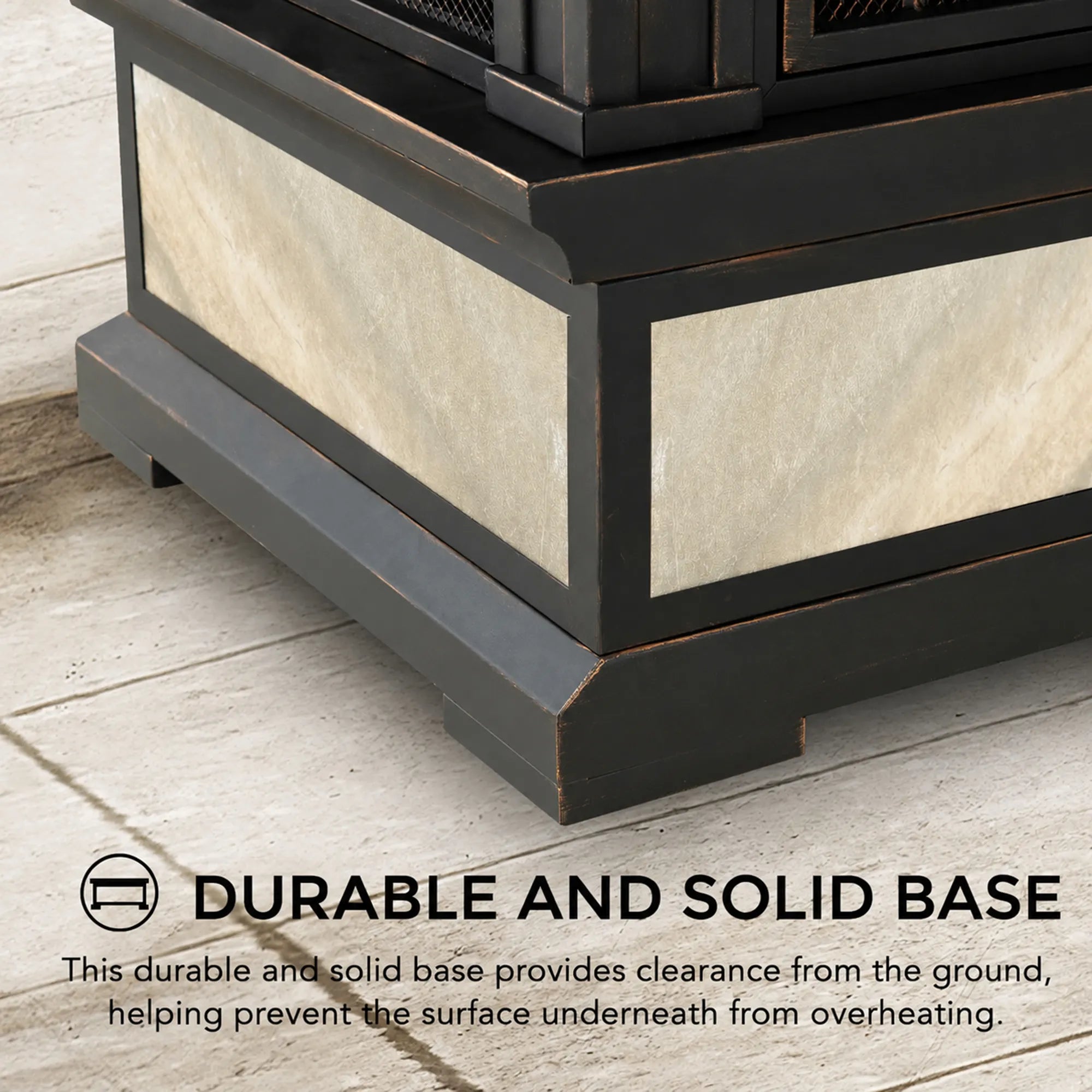 SUNJOY 57 Inch Outdoor Wood Burning Fireplace with PVC Cover - Black & Golden