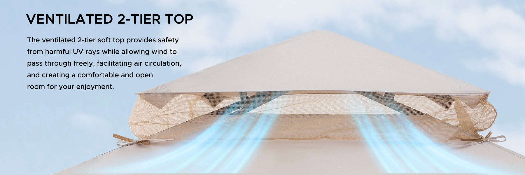 SUNJOY 10x10 Soft Top Gazebo with Mosquito Netting - Gray & Khaki