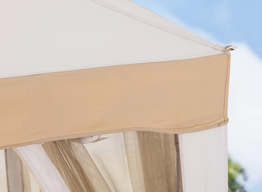 SUNJOY 8x8 Soft Top Gazebo with Mosquito Netting - Gray & Khaki