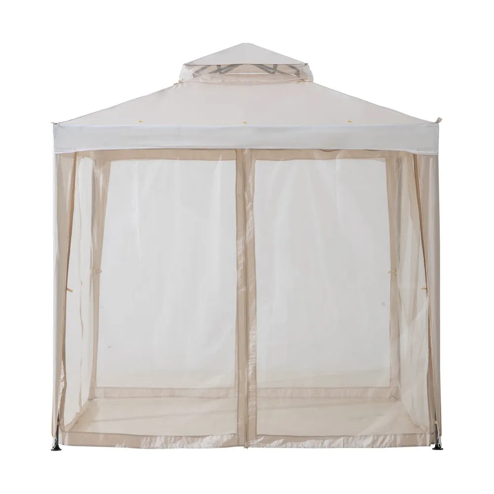 SUNJOY 8x8 Soft Top Gazebo with Mosquito Netting - Beige & White 