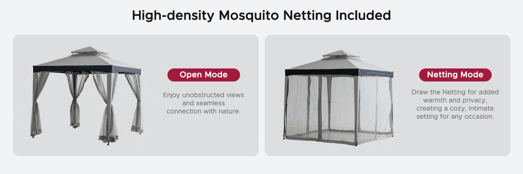 SUNJOY 8x8 Soft Top Gazebo with Mosquito Netting - Gray & Black