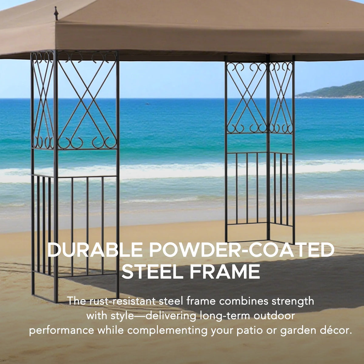 SUNJOY 10x12 Steel Frame 2-Tier Soft Top Gazebo with Ceiling Hook