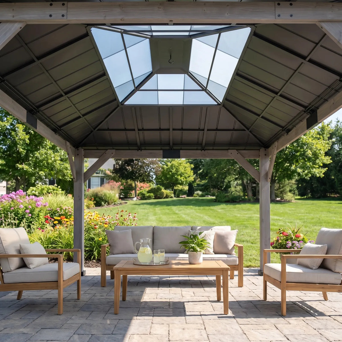 Antrim Skylight Cedar Gazebo - Burly Wood, 13x15