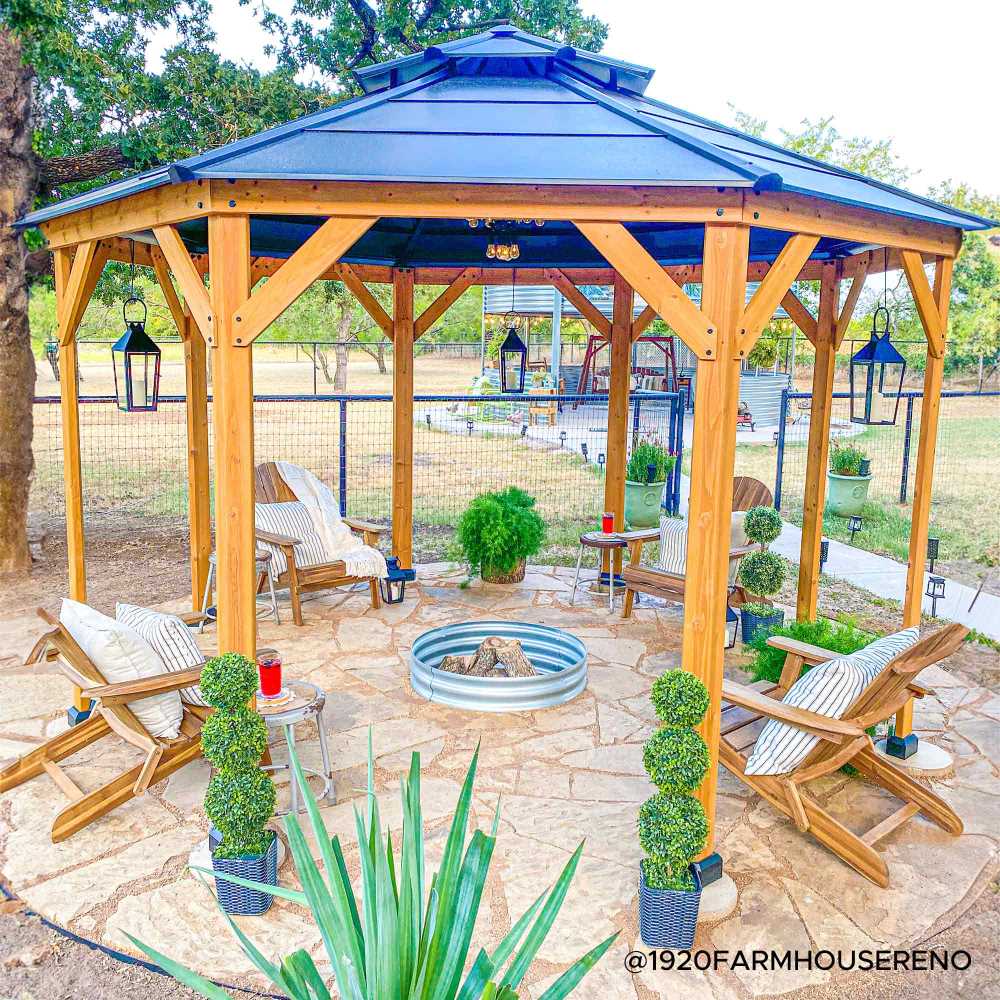 SUNJOY 13x13 Octagon Wood Patio Gazebo with Ceiling Hook.