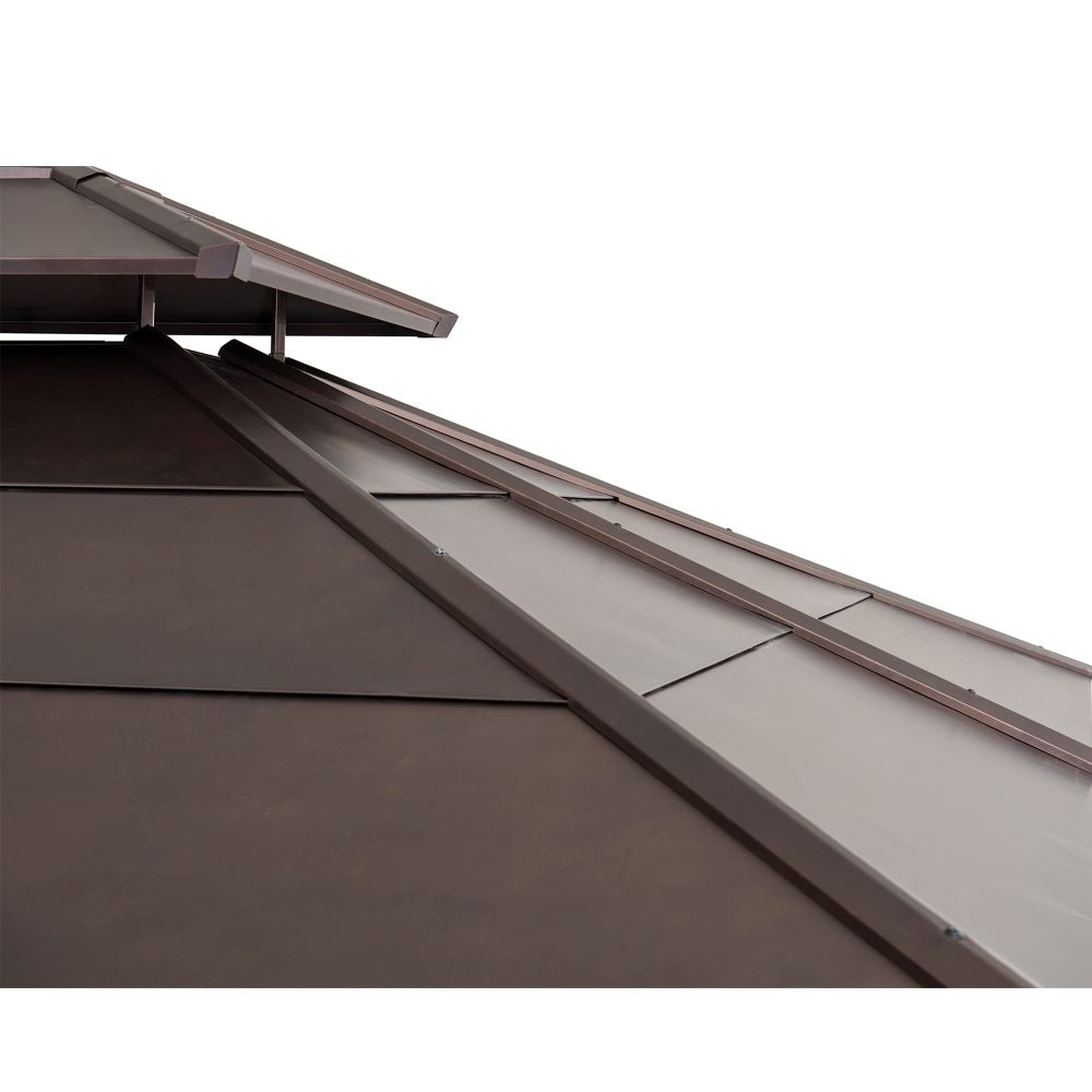 SUNJOY 11x13 Brown Wooden Gazebo with Ceiling Hook