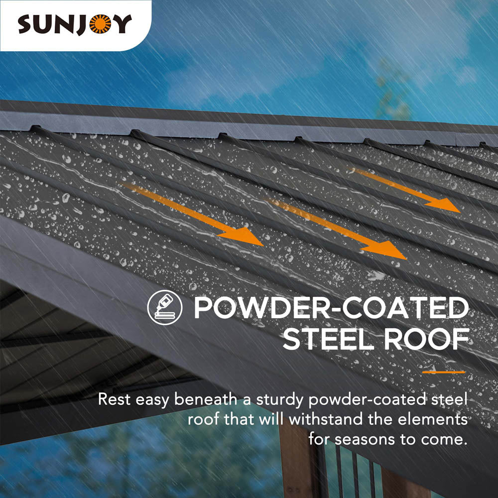 SUNJOY 11x13 Slanted Roof Cedar Gazebo with Ceiling Hook.