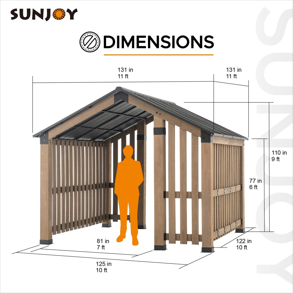 SUNJOY 11x11 Hardtop Hot Tub Gazebo with Privacy Screen and Hooks.