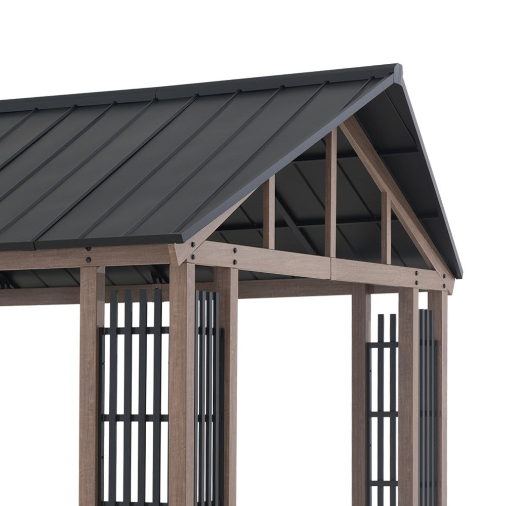SUNJOY 11x13 Steel Gable Roof Hardtop Gazebo with Metal Ceiling Hook