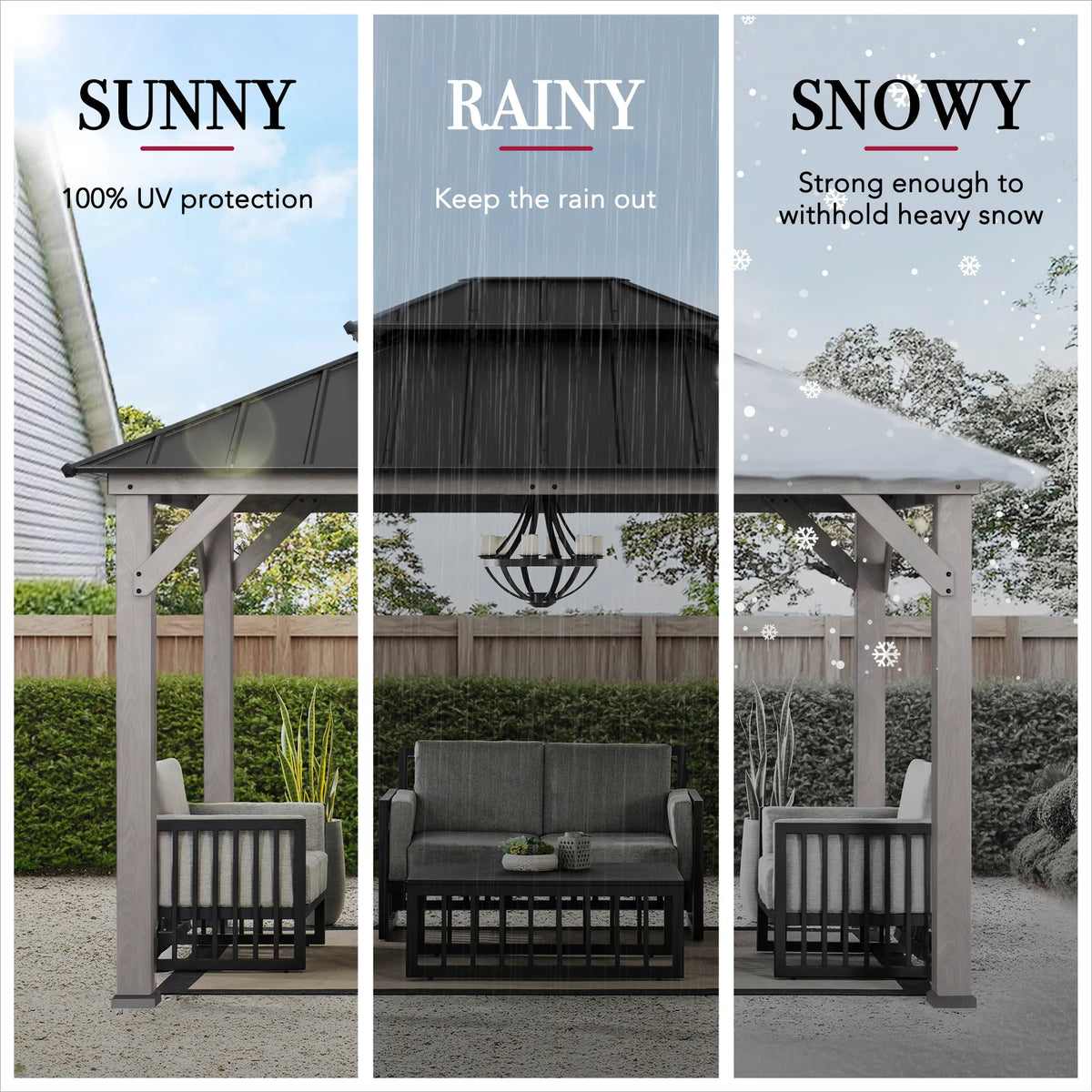 Double-Tier Cedar Gazebo 10x12 - Driftwood Cedar