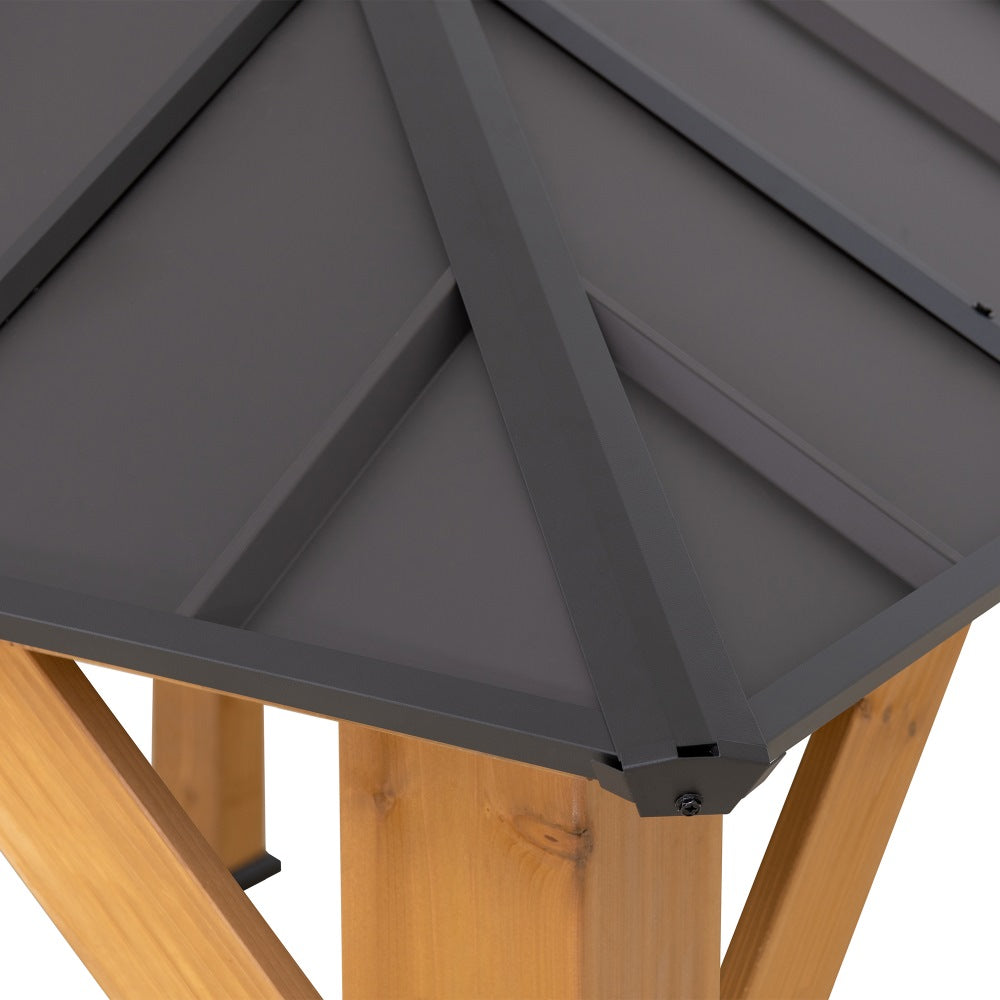 SUNJOY 12x20 Cedar Hardtop Gazebo with 2 Ceiling Hooks