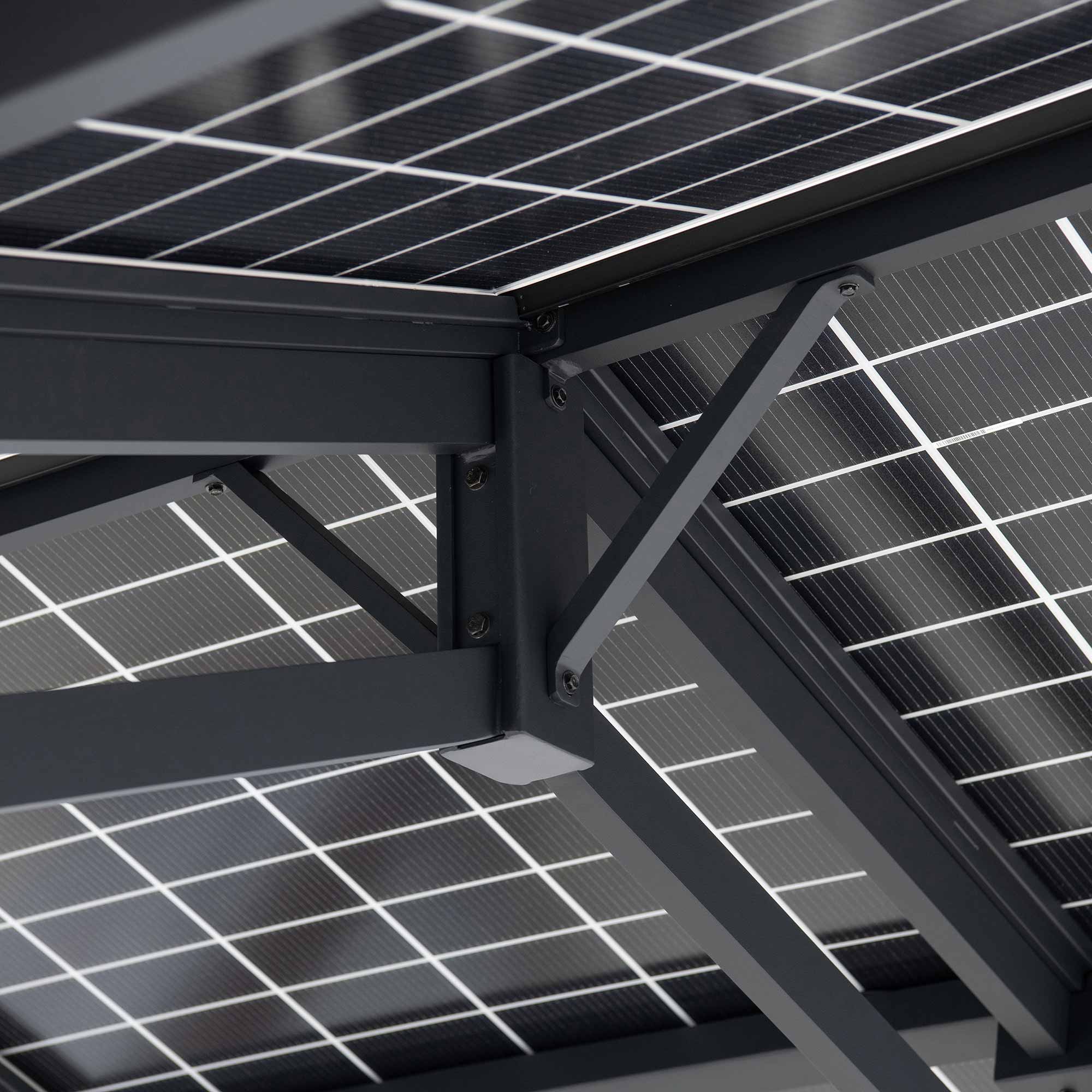 SUNJOY 10.5 ft. x 14.5 ft Steel Solar Carport with Energy Storage Module.