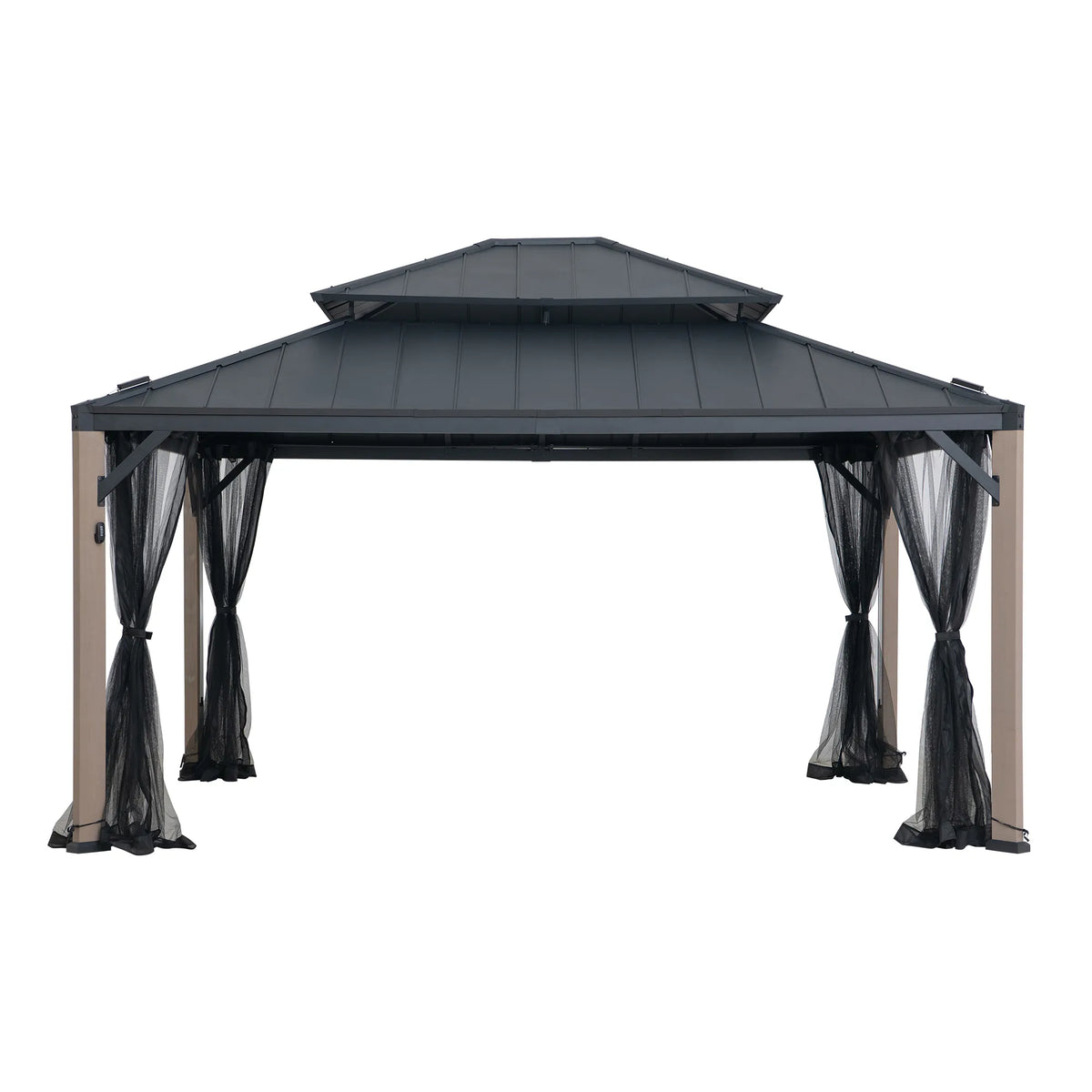 Stanwood Solar Illuminated Wood Gazebo, 13x15