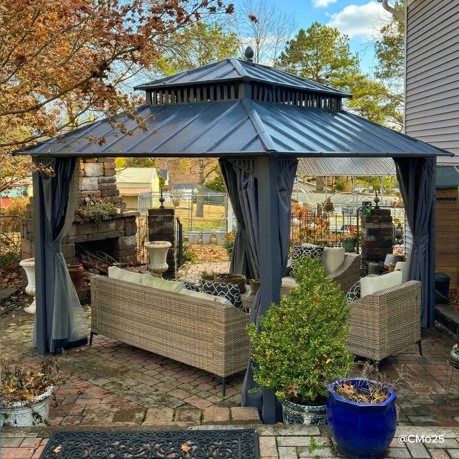 Kingston Aluminum Gazebo - Slate Gray, 12x10