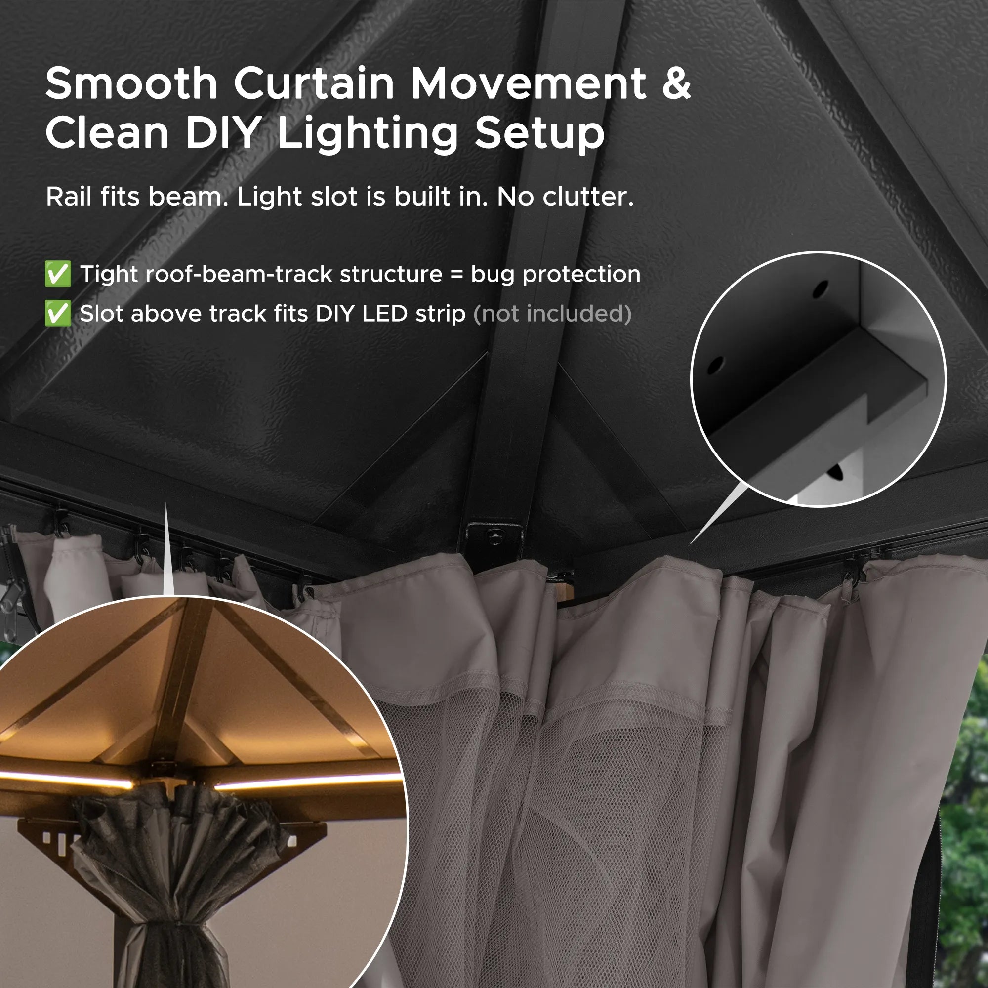 SUNJOY Kingston 12x14 Gazebo with Netting & Curtain | Steel Roof with Extra-Tall & Oversized Vent Top - Cedar Wood Posts 
