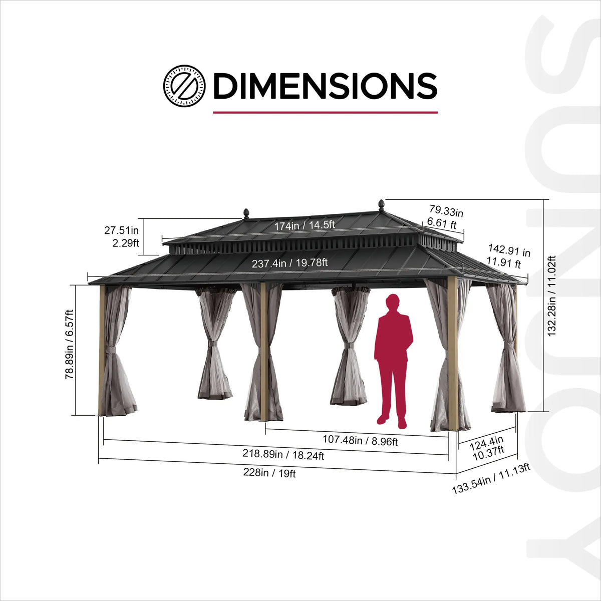 Kingston Elite Cedar Gazebo, 12x20