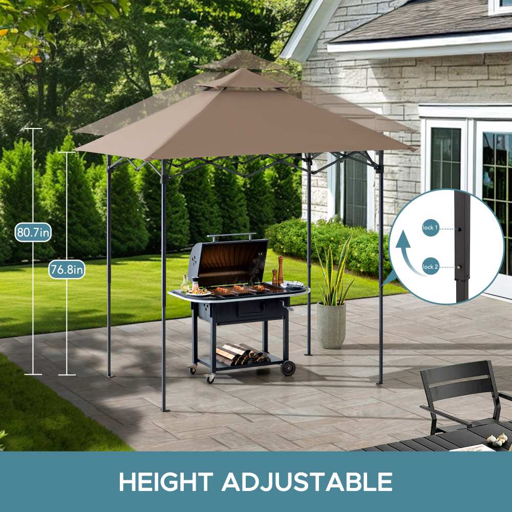 SUNJOY 5x8 Pop up Grill Gazebo with Magnetic LED Light and Carrying Bag