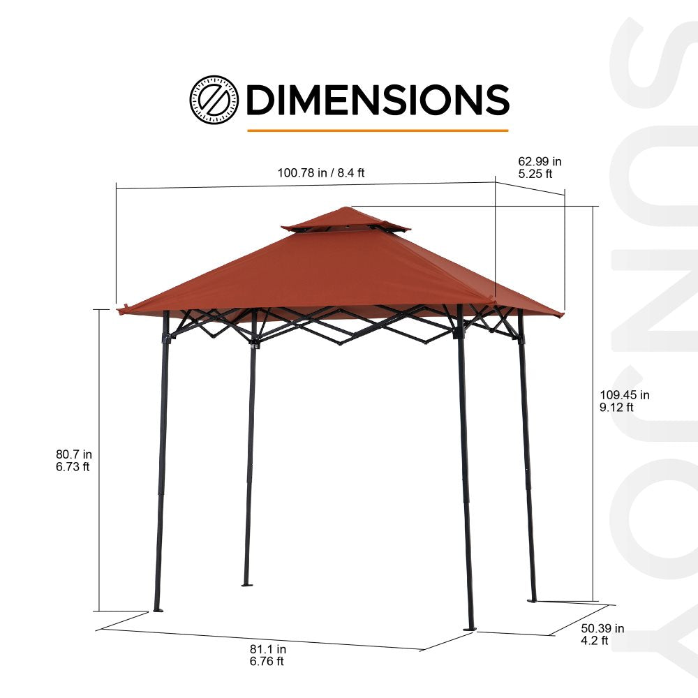 SUNJOY 5x8 Pop up Grill Gazebo with Magnetic LED Light and Carrying Bag 